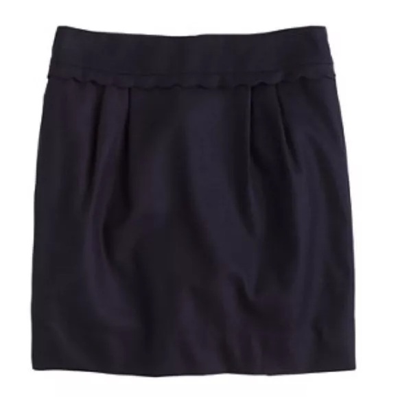 J.Crew Factory scallop-trim mini skirt navy blue 2 NWT - Picture 1 of 3